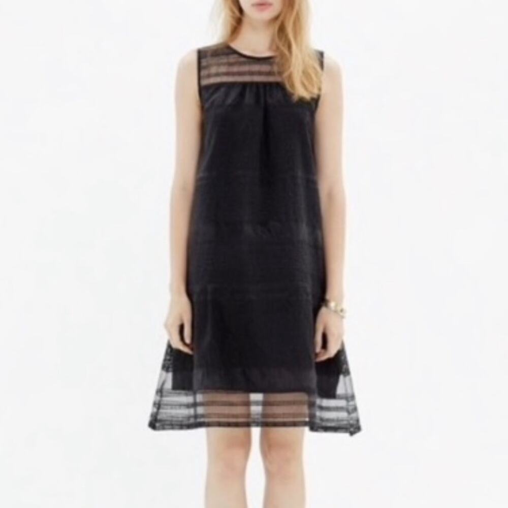 Madewll Black size 6 Sheer overlay slip tank Panel Dress